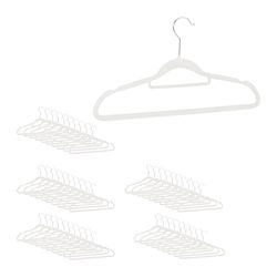 Relaxdays 10026486_1007 Pantalon, Chemise Jupe, Porte-Cravate, Cintre Velours, Crochet Rotatif, Set 50, Blanc, métal, 22 x 41,5 x 0,3cm
