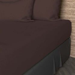 Soleil d'ocre, Drap Housse, Coton 57 Fils, Brun, 140x190 cm