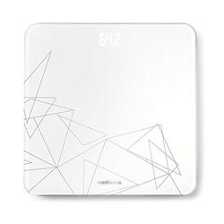 medisana PS 437 digital personal scale up to 180 kg / 396 lb bathroom scales made of glass, invisible LED display, motif scale, "Step-On" activation, Silver Lining