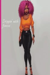 Black Girl Notebook :125 Lined Pages: 6" x 9" Lined Journal: Curvy, Pink haired black girl: Perfect for Women & Teens: Drippin' with finesse