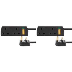 Pro Elec 1202NS-5 m BLK 2 Gang Surge Protected Extension Lead, 5 m, Black (Pack of 2)