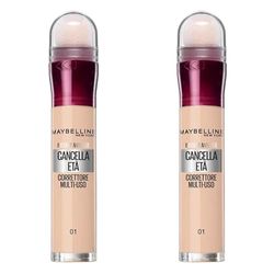 Maybelline New York Correttore Liquido Il Cancella Età, con Bacche di Goji e Haloxyl, Copre Occhiaie e Piccole Rughe, 01 Light, Confezione da 2