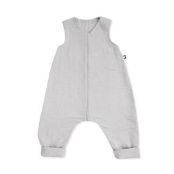 Julius Zöllner Sleefoverall Jumper muslin, 0,5 TOG, tvättbar vid 40 °C, tillverkad i Tyskland, OEKO TEX Standard 100, grå, storlek 92