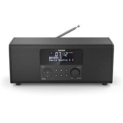 HAMA | Rádio digital DR1400 (rádio, Dab/Dab+/FM, com pilhas ou bateria, rádio despertador com 2 alarmes, temporizador, estéreo, ecrã iluminado, rádio digital compacto), cor preta