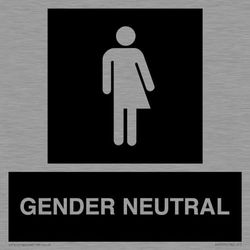 Non-gender specific in black panel Sign - 150x150mm - S15