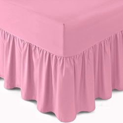GC GAVENO CAVAILIA Percale Extra Deep Fitted Valance, Non Iron Frilled Sheets, Easy Care Plain Dyed Bedding 180 TC, Polycotton, Blush Pink, Double