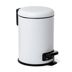 TATAY Poubelle de Salle de Bain avec Pédale en Acier Inoxydable, 3L Capacité, Polypropylène, Intérieur Amovible, Fermeture Soft-Lock, Sans BPA, Blanche. Mesure: 17,5 x 22,5 x 25 cm