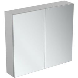 Ideal Standard - Behållarspegel med två långsamma dörrar och inre förstoringsspegel, lägre LED-ljus, 80 x 70, 10W, neutral