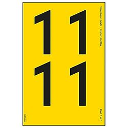 V Safety One Number Sheet - 1-36mm Number Height - 300x200mm - Yellow Adhesive Vinyl