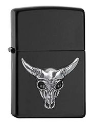 Zippo Emblem, Metal, Black Matte-Bull Skull, One Size
