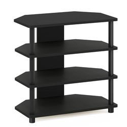 Furinno Turn-N-Tube Easy Assembly 4-Tier Petite Entertainment Center / TV Stand / TV Unit / TV Desk, Blackwood