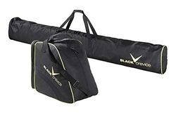 Black Crevice skidväska set I Kombiset av skidväska och pjäxväska I robusta skidväskor av 600D/PVC I skidset med axelrem I Skidväska: 190 x 13 x 30 cm I Skidskor-väska: 45 x 39 x 25 cm (svart/gul),