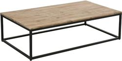 Elegante Tavolino Moderno in Legno di Acacia e Metallo - Stile Contemporaneo - Tavolino basso - 115x65x32,5 cm, Marrone e Nero