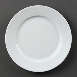 Olympia Whiteware Breda Rimmed tallrikar servering porslin porslin mat catering middag hem restaurang café buffé 202 mm 202 (Ø) mm8 tum. Vit. Förpackningsmängd: 12.