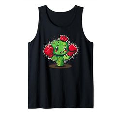 Lindo cactus de boxeo con guantes para fanáticos de las plantas y los deportes Camiseta sin Mangas