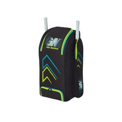 Gunn & Moore GM - Borsone da cricket, resistente poliestere 600 denari, S, M, L o XL, blu, blu e rosso, nero e blu o nero, ciano e fluo, Nero/Ciano/Fluoro, Medium - 85 Litres, Livello 3-707