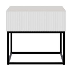 Selsey Table De Chevet sur Pieds Noirs avec Tiroir À Lamelles 50 x 44 cm Table De Nuit Gris Beige Veldio