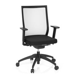 hjh OFFICE 657620 Silla de Oficina Aspen Tela, Respaldo de Red autoregenerativo, Negro, Silla giratoria ergonomica, Altura Ajustable