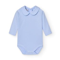 babidu Body Cuello Algodon, Celeste, 6 Meses Bebe-Unisex