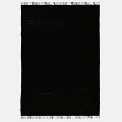 Theko Tappeto Dhurry in 100% cotone, tessuto piatto Happy Cotton | tessuto a mano | colore: nero, 40 x 60 cm