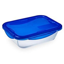 Dajar 36845 Cook & Go glasbehållare med lock Cook och Go, Pyrex, 1,7 L, glas, blå/transparent, 24 x 18 x 6 cm