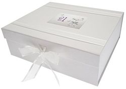 WHITE COTTON CARDS Grand Souvenir en Verre coupé pour 21e Anniversaire, 27,2 x 32 x 11 cm