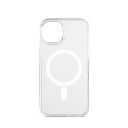 aiino Frozen iPhone 15 hoes, transparante beschermhoes met geïntegreerde magneet voor iPhone 15, stoot- en krasbestendig, magnetische bevestiging en oriëntatie, TPU-randen, wit