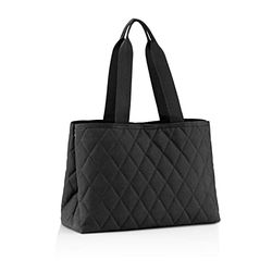 Reisenthel Classic Shopper M Rhombus Black – ruime boodschappentas en elegante handtas in één, van waterafstotend materiaal, Rhombus zwart, 39 x 28 x 16