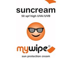 Mywipe Travel Suncream Lotion Sachet Factor 50 SPF and UVA 8 Moisturising Sunscreen Suitable for All Skin Types – 1 Sachet 4g - Sachet size 60 x 80mm