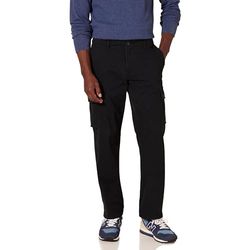 Amazon Essentials Men's Stretch-cargobroek met rechte pasvorm (verkrijgbaar in grote en lange maten), Zwart, 58W / 32L