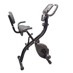 Cyclette Pieghevole X-Bike Ergometro Seduta Max 120kg |INCLUSO Cardiofrequenzimentro Porta Cellulare Bande per Esercizi nero