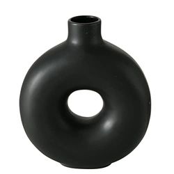 Boltze Set di vasi Lanyo (colore nero, vaso per fiori in ceramica, forma rotonda, dimensioni 17 x 7 x 20 cm, vaso decorativo) 2010842
