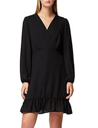 Marchio Amazon - TRUTH & FABLE Vestito Mini A-Line in Chiffon Donna, Nero (Black), 44, Label: M