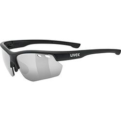 uvex sportstyle 115 - sportbril voor dames en heren - gespiegeld - incl. verwisselbare brilglazen - black matt/silver - one size