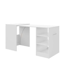 HOGAR24 ES - Mesa Multiusos Retractil, con Estantes - Blanco (Alto 76 cm/Ancho 149 cm/Fondo 63 cm)