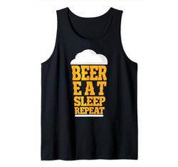 Comer dormir beber cerveza repetir regalo Camiseta sin Mangas