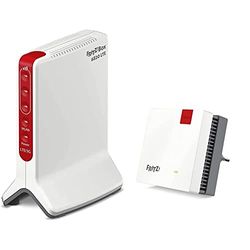 AVM FRITZ!Box 6820 LTE Edition International, Modem Router 4G/3G con Wi-Fi N 450 Mbit/s & FRITZ!Repeater 1200 AX Edition International, Ripetitore - Wi-Fi 6 extender Dual Band