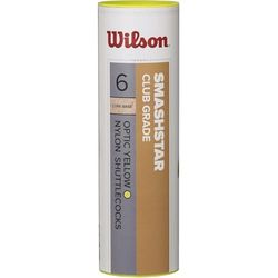 Wilson WRT6050WH79 Volants de Badminton, Smashstar Shuttlecocks, Tube de 6, Vitesse 79, Plastique/Liège Naturel, Jaune
