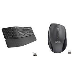 Logitech Ergo K860 Tastiera Split Wireless Ergonomica Con Supporto Per I Polsi, Digitazione Comoda & M705 Marathon Mouse Wireless - Durata Della Batteria 3 Anni, Forma Ergonomica Scolpita