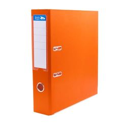 Raylu Paper Ring Binder with Rings, 75 mm Wide Spine File Folder, Office 2 Ring Binders with Soft Opening Lever and Customizable Card Holder (Orange, Fool)