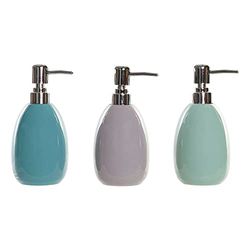 Dispensador de Jabón DKD Home Decor Verde Gris Turquesa ABS Gres (3 pcs) (8 x 8 x 17 cm)