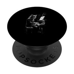 Elegant Cat Playing Piano Music Enthusiast PopSockets Swappable PopGrip