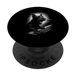 Scottish Terrier Playing Keyboard Piano Player Dog Lover PopSockets Adhesive PopGrip