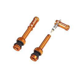 Granite Juicy Nipple Bouchon de Valve et Ensemble de Valve Presta 44mm de Couleur Assortie, Capuchons de Valve pour Pneus avec Fonction d'Extraction du Noyau de Valve (Orange)