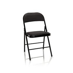 hjh OFFICE 803004 4X Silla Plegable con Estructura De Metal TUDELA Piel Sintética Negro, Silla De Conferencia Acolchada, soporta hasta 130 kg, Pack de 4