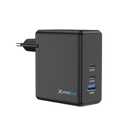 XLayer Powercharger - Caricatore rapido USB-C I 140 W PD I GaN Charger I 3 porte I compatibile con MacBook Pro/Air, iPhone 16 15 Pro Max/15/14 Pro Max/14/13, iPad Pro, Galaxy S23 Ultra/S22, Lenovo