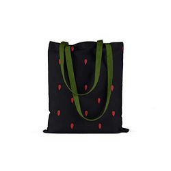Bonamaison Printed Tote Bag, Reusable Grocery Bag, Shopping Bag, Machine Washable, Foldable, Canvas Cloth Bag with Green Handles, Size: 34x40 Cm