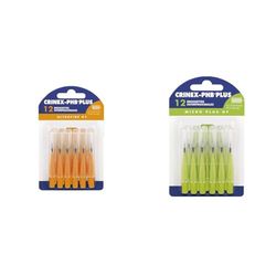 CRINEX - Phb Plus Ultrafine Gf - Brossette Dentaire - Fibres en Tynex - Orange - 12 Brossettes par Unité & Phb Plus Micro Gf - Brossette Dentaire - Fibres en Tynex - Vert - 12 Brossettes par Unité