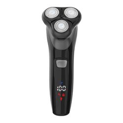 Carmen C81209 Hydra Men’s Professional IPX7 Triple Headed Rotary Shaver with LED Display, 3D Multi-Flex Pivot Rotary Blades with Pop-up Trimmer, Two Speed Settings and 90 Minute Quick Charge, Black