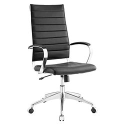 Modway Jive Chaise de bureau pivotante à dossier haut avec accoudoirs Noir